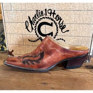 Charlie Horse Lucchese Mule Shoes Womens Sz 7B Western Cowgirl Slide On I6092